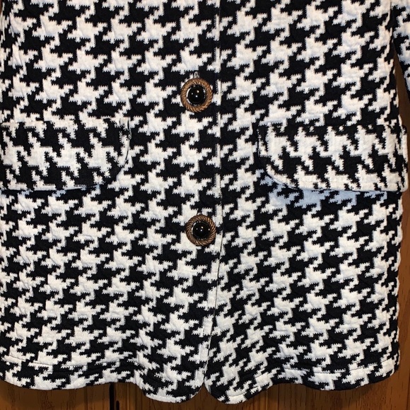 Vintage Morgin Black & White Houndstooth Print Button Front Blazer Dress Coat - Picture 13 of 16